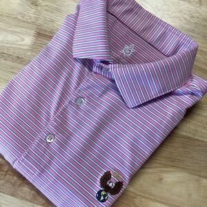 Mens Turtleson Striped‎ Performance Golf Polo XL Eagle World Globe